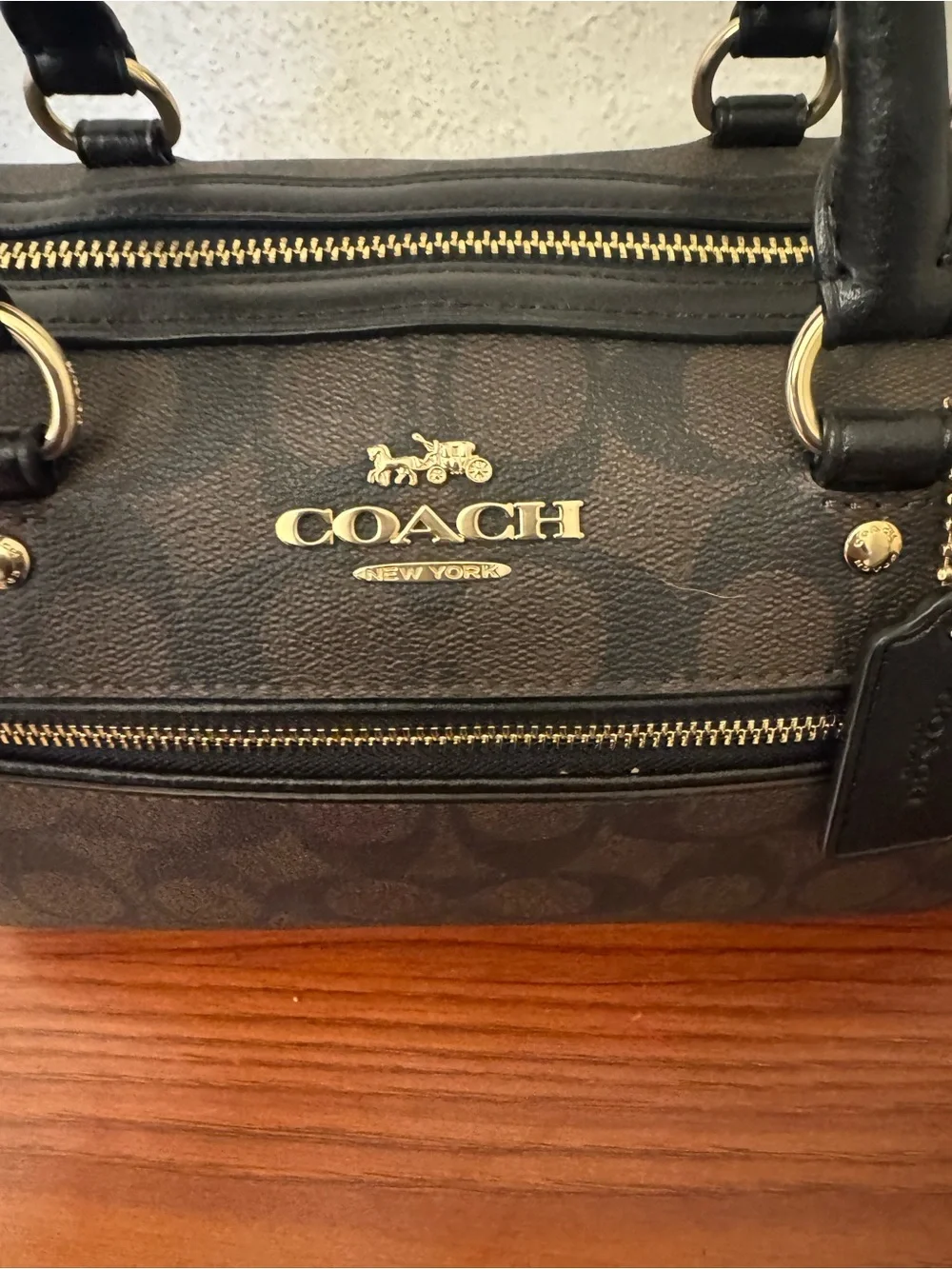 Coach Brown Signature Mini Satchel with Gold Hardware